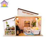 บ้านตุ๊กตาเฟอร์นิเจอร์ไม้ DIY บ้านตุ๊กตาห้องพัก